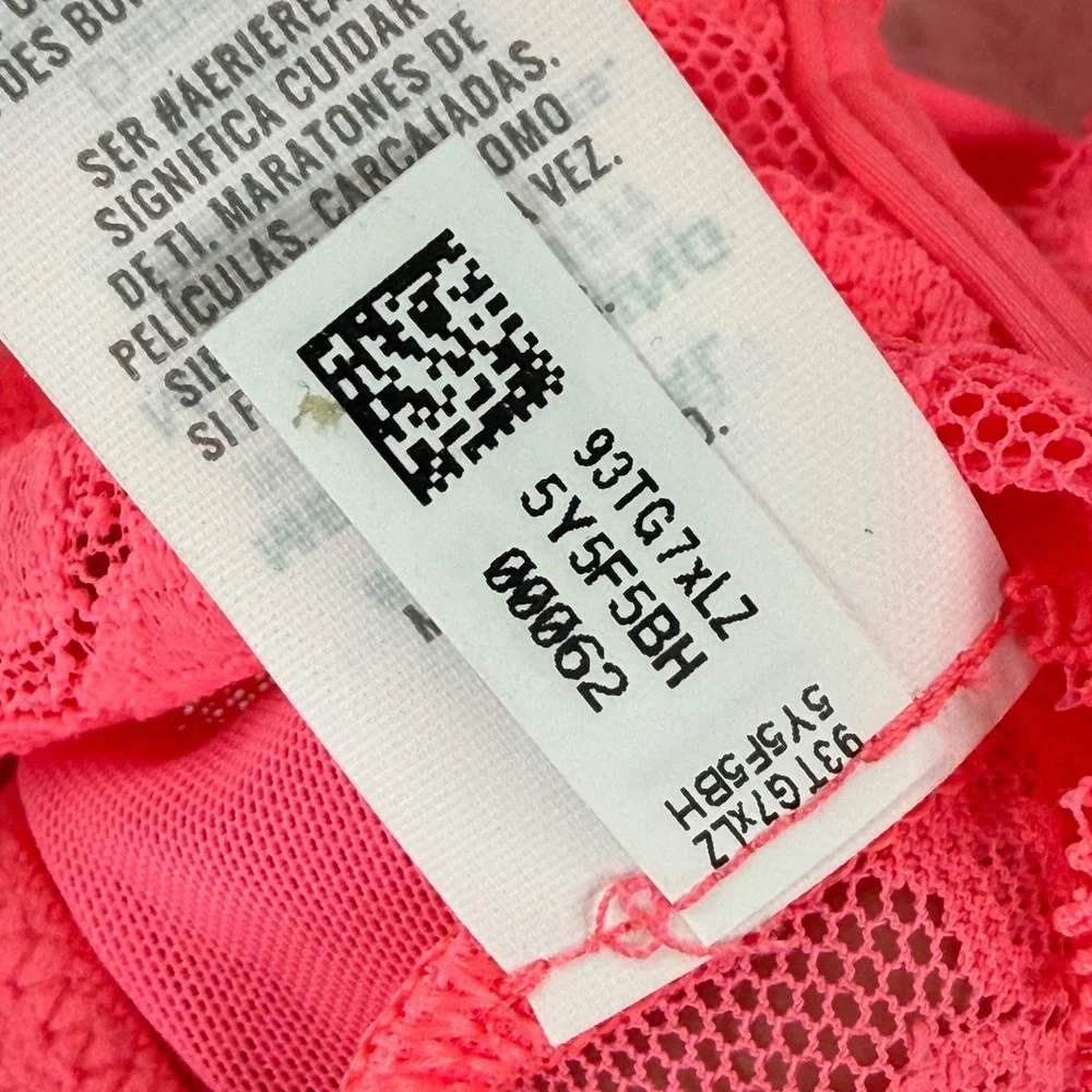 Aerie Real Good Lace Bralette Neon‎ Pink Floral V-Neck Mesh Longline Small
